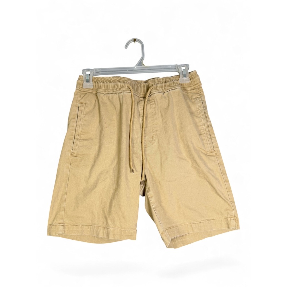 And Now This Mens Tan Khaki Elastic Waist Drawstring Chino Shorts Size Small